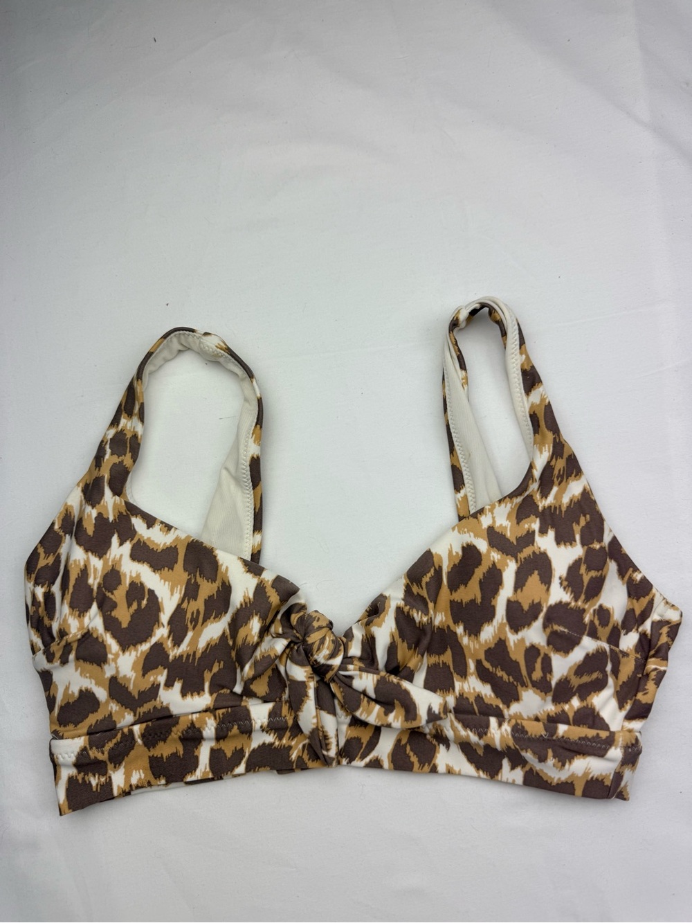 Aerie swim Leopard Knot top — Brown & Cream